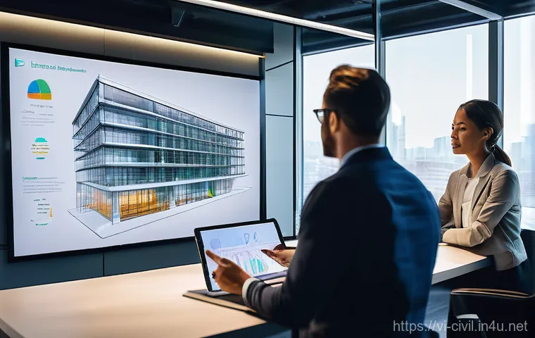 토목공학의 주요 데이터 분석 도구 - **Prompt:** A dynamic and inclusive team of diverse construction professionals, including male and f...