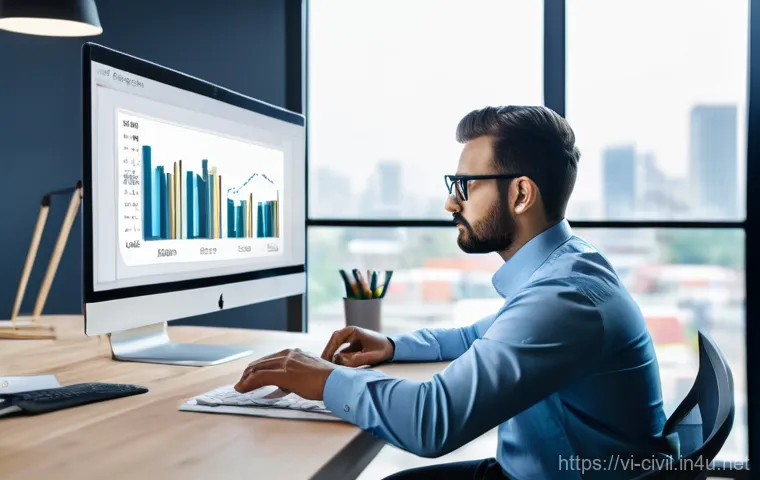 토목공학의 주요 데이터 분석 도구 - **Prompt:** A technologically advanced construction site at dusk, featuring a female project manager...