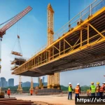 Home 21 토목공학 프로젝트에서 협업 사례 - A detailed construction site of a large modern bridge in Vietnam, featuring engineers and contractor...
