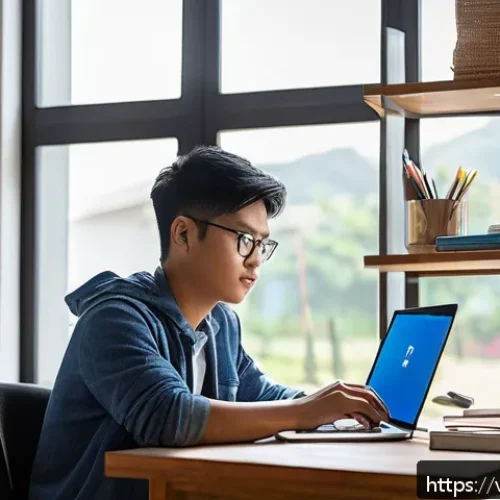 Home 31 토목기사 시험을 위한 단기 집중학습법 - A focused Vietnamese student studying in a neat, quiet home office with natural light streaming thro...