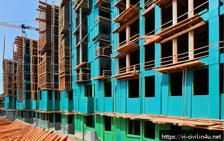 토목기사 강의에서 배우는 핵심 내용 - A modern urban construction site in Ho Chi Minh City showcasing eco-friendly building materials such...