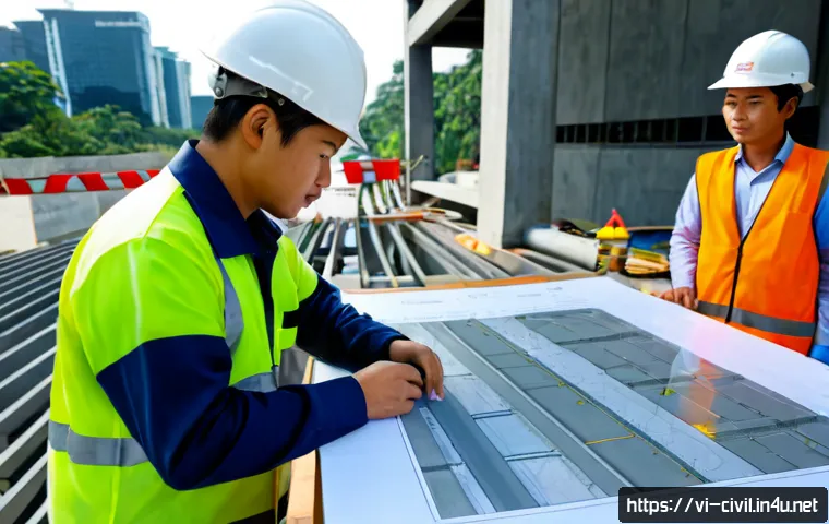 토목기사와 산업기사의 차이 - Photorealistic split-scene comparison of a Vietnamese civil engineer in a clean safety helmet review...
